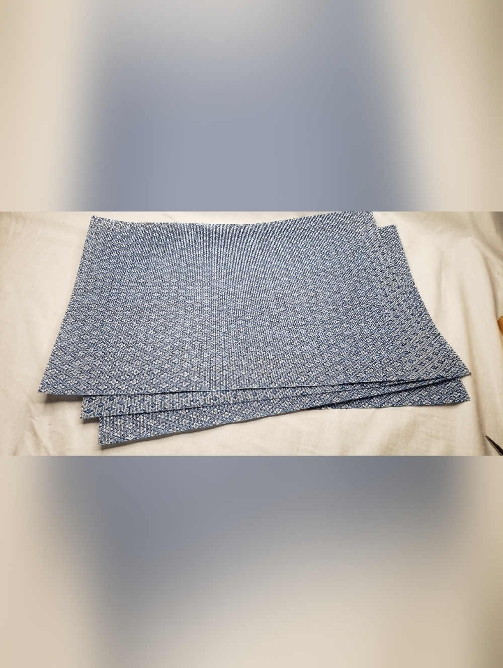 Four Blue And White IKEA Placemats